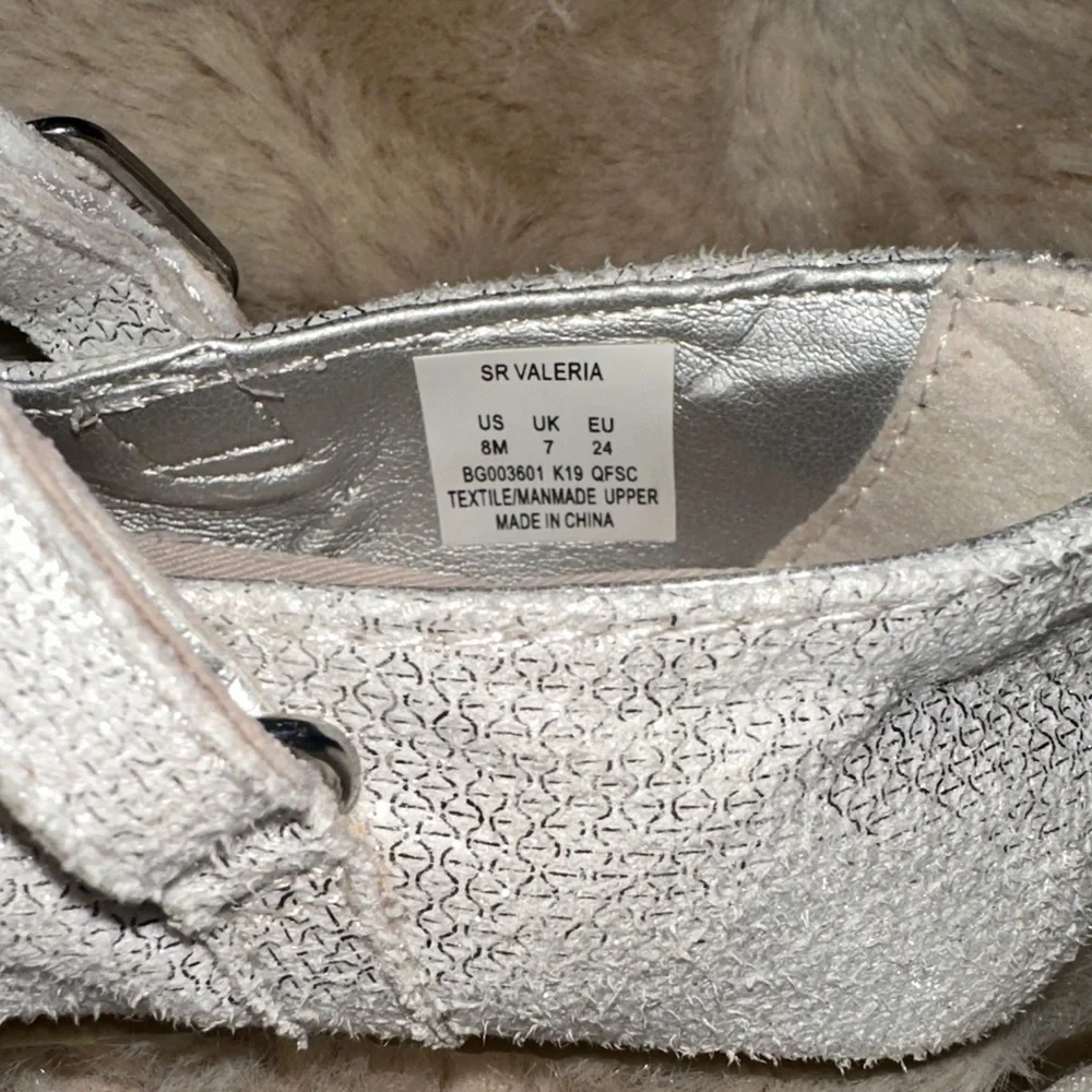 Stride Rite Memory Foam Glittery Silver Dress Shoes for Kids